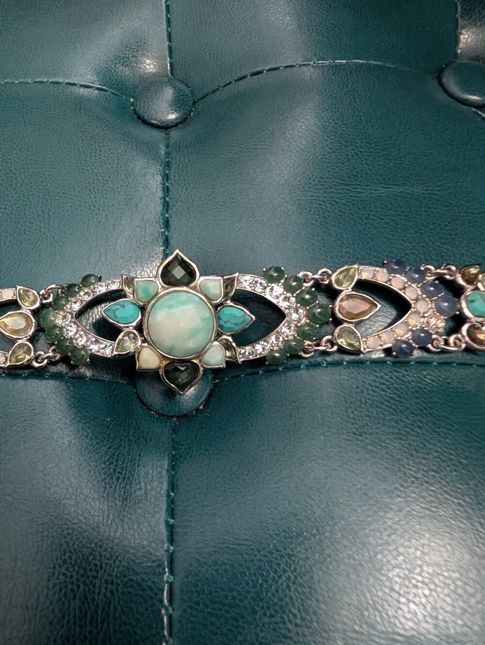 Turquoise Floral Statement Bracelet - Women Jewelry